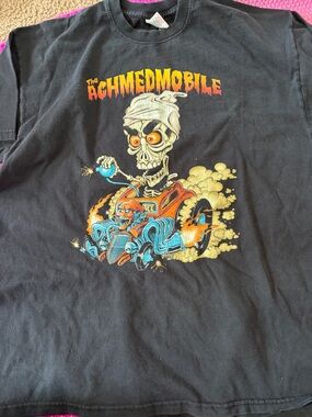 B55Achmedmobile Bones Skull Flames Halloween Short Sleeve Crew Neck Sz L T shirt